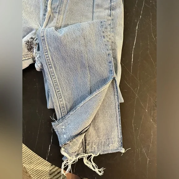 EB denim unravel original made with vintage Levi’s split hem jeans